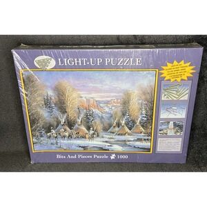 Fireside Tipis Indians Horses Teepees Bits And Pieces 1000 Puzzle Lights Frame‎